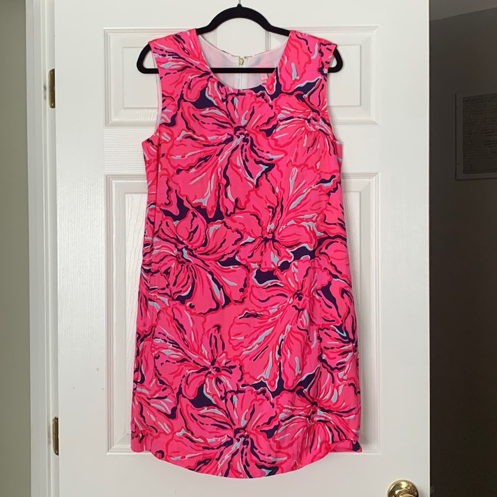 Lilly Pulitzer dress, from Target. Size medium. Pink and Navy flower pattern.